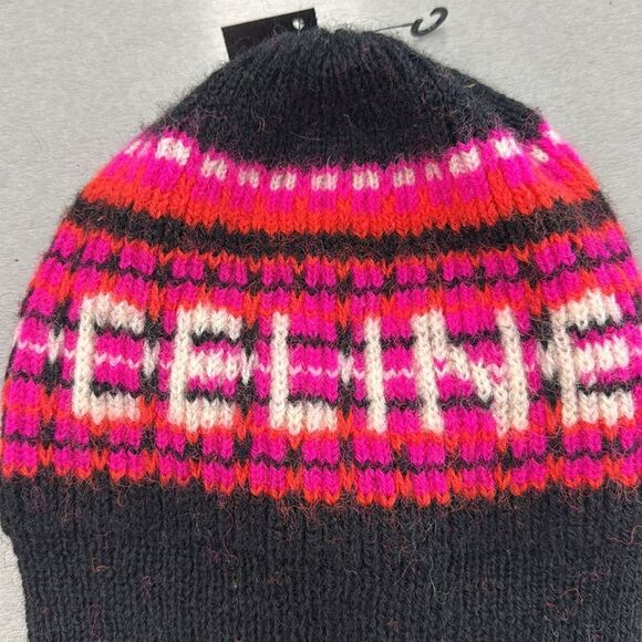 Celine Vibrant Knit Beanie in Black and Pink - Picture 2 of 5